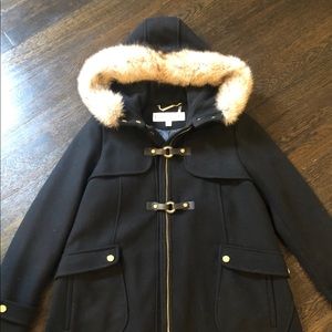 NWOT Trina Turk Duffel Coat Coyote Fur Trim